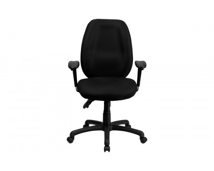 BLNK Rochelle Fabric High-Back Multifunction Ergonomic Executive Swivel Office Chair with Adjustable Arms - Black