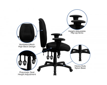 BLNK Rochelle Fabric High-Back Multifunction Ergonomic Executive Swivel Office Chair with Adjustable Arms - Black