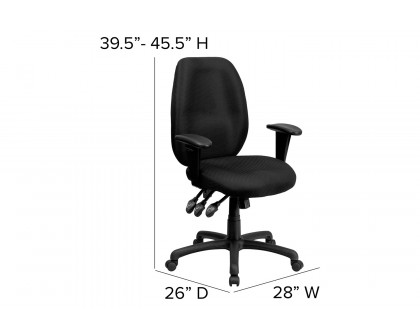 BLNK Rochelle Fabric High-Back Multifunction Ergonomic Executive Swivel Office Chair with Adjustable Arms - Black