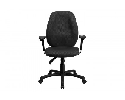 BLNK Rochelle Fabric High-Back Multifunction Ergonomic Executive Swivel Office Chair with Adjustable Arms - Gray