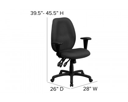 BLNK Rochelle Fabric High-Back Multifunction Ergonomic Executive Swivel Office Chair with Adjustable Arms - Gray