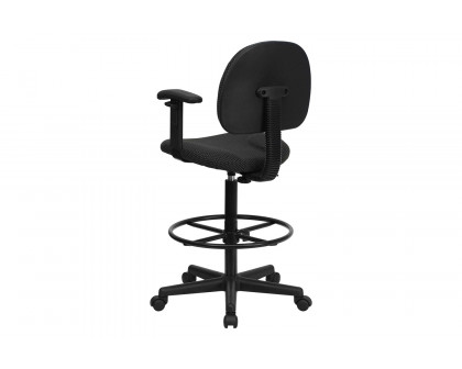 BLNK Bruce Fabric Drafting Chair - Black Patterned, with Adjustable Arms