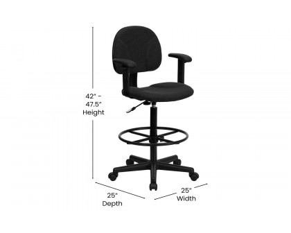 BLNK Bruce Fabric Drafting Chair - Black Patterned, with Adjustable Arms