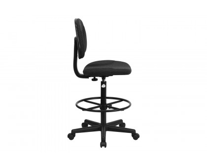 BLNK Bruce Fabric Drafting Chair - Black Patterned