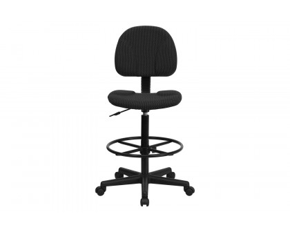 BLNK Bruce Fabric Drafting Chair - Black Patterned