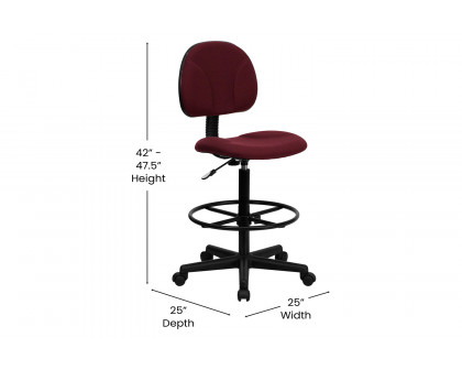 BLNK Bruce Fabric Drafting Chair - Burgundy