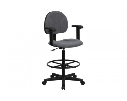 BLNK Bruce Fabric Drafting Chair - Gray, with Adjustable Arms