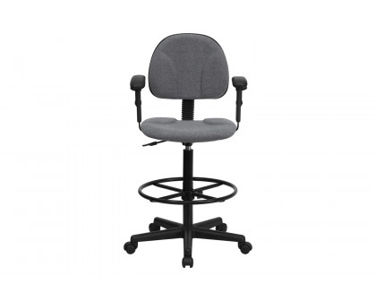 BLNK Bruce Fabric Drafting Chair - Gray, with Adjustable Arms