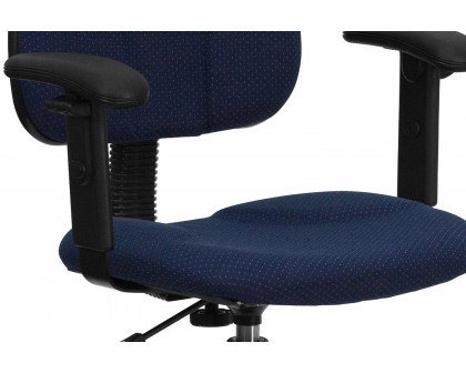 BLNK Bruce Fabric Drafting Chair - Navy Blue Patterned, with Adjustable Arms