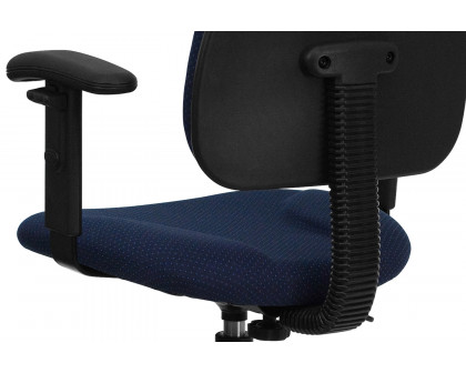 BLNK Bruce Fabric Drafting Chair - Navy Blue Patterned, with Adjustable Arms