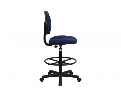 BLNK Bruce Fabric Drafting Chair - Navy Blue Patterned