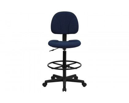 BLNK Bruce Fabric Drafting Chair - Navy Blue Patterned