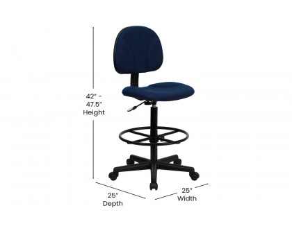 BLNK Bruce Fabric Drafting Chair - Navy Blue Patterned