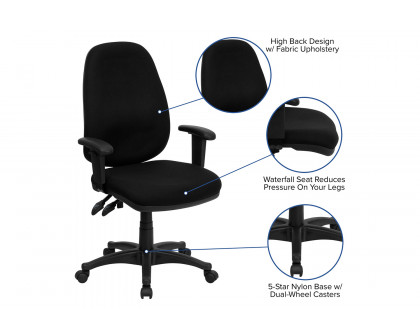 BLNK - Rochelle Fabric High-Back Executive Swivel Ergonomic Office Chair with Adjustable Arms