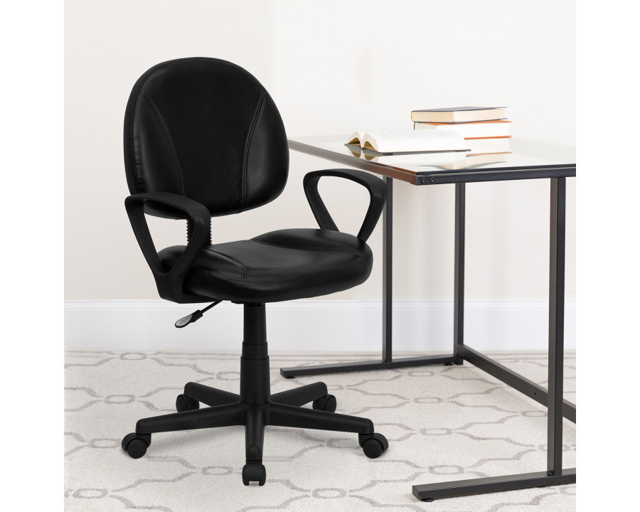 BLNK - Ronald LeatherSoft Mid-Back Swivel Ergonomic Task Office Chair with Back Depth Adjustment and Arms