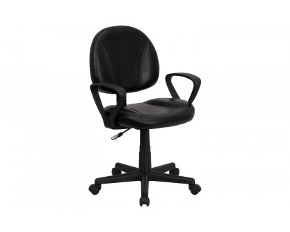 BLNK - Ronald LeatherSoft Mid-Back Swivel Ergonomic Task Office Chair with Back Depth Adjustment and Arms