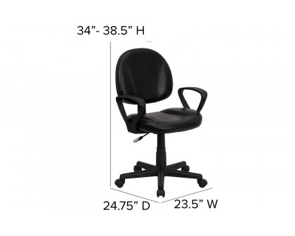 BLNK - Ronald LeatherSoft Mid-Back Swivel Ergonomic Task Office Chair with Back Depth Adjustment and Arms