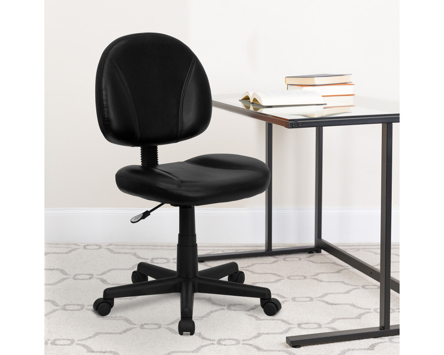 BLNK - Ronald Mid-Back Black LeatherSoft Swivel Ergonomic Task Office Chair with Back Depth Adjustment