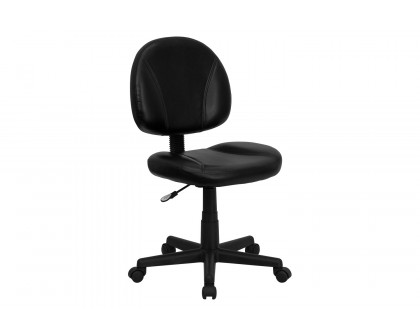 BLNK - Ronald Mid-Back Black LeatherSoft Swivel Ergonomic Task Office Chair with Back Depth Adjustment