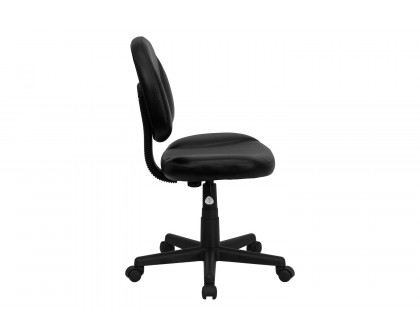 BLNK - Ronald Mid-Back Black LeatherSoft Swivel Ergonomic Task Office Chair with Back Depth Adjustment