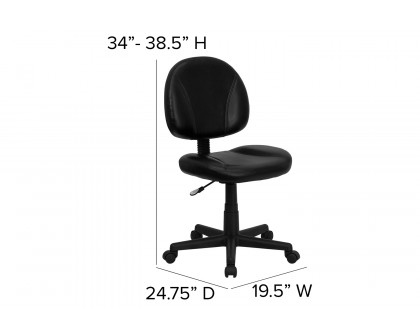 BLNK - Ronald Mid-Back Black LeatherSoft Swivel Ergonomic Task Office Chair with Back Depth Adjustment