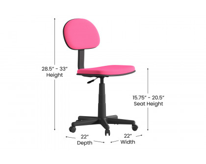 BLNK Harry Low-Back Adjustable Student Swivel Task Office Chair with Padded Mesh Seat and Back - Dark Pink