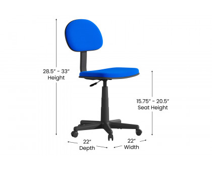 BLNK Harry Low-Back Adjustable Student Swivel Task Office Chair with Padded Mesh Seat and Back - Royal Blue