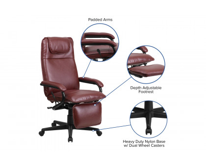 BLNK Robert LeatherSoft High-Back Executive Reclining Ergonomic Swivel Office Chair with Arms - Burgundy