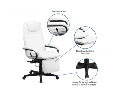 BLNK Robert LeatherSoft High-Back Executive Reclining Ergonomic Swivel Office Chair with Arms - White