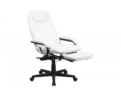 BLNK Robert LeatherSoft High-Back Executive Reclining Ergonomic Swivel Office Chair with Arms - White