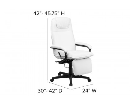 BLNK Robert LeatherSoft High-Back Executive Reclining Ergonomic Swivel Office Chair with Arms - White