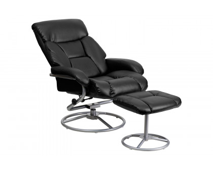 BLNK - Barker LeatherSoft Contemporary Multi-Position Recliner and Ottoman with Metal Base