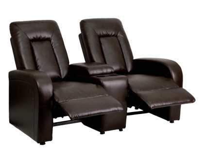 BLNK - Eclipse Series LeatherSoft 2-Seat Reclining Theater Seating Unit with Cup Holders