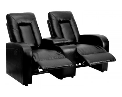 BLNK Eclipse Series LeatherSoft 2-Seat Push Button Motorized Reclining Theater Seating Unit with Cup Holders