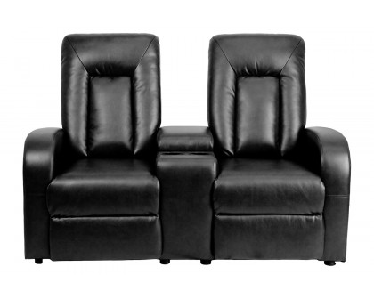 BLNK Eclipse Series LeatherSoft 2-Seat Push Button Motorized Reclining Theater Seating Unit with Cup Holders - Black