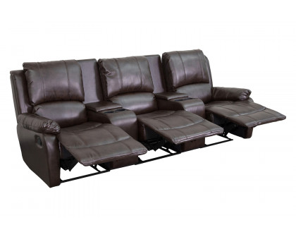 BLNK - Allure Series LeatherSoft 3-Seat Reclining Pillow Back Theater Seating Unit with Cup Holders