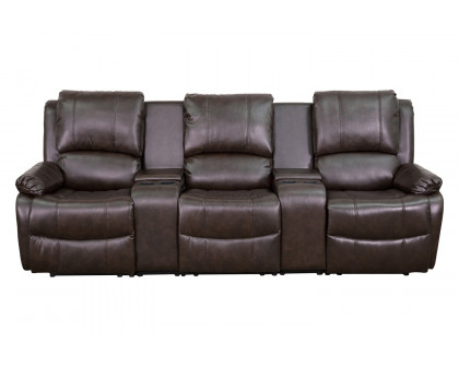 BLNK - Allure Series LeatherSoft 3-Seat Reclining Pillow Back Theater Seating Unit with Cup Holders