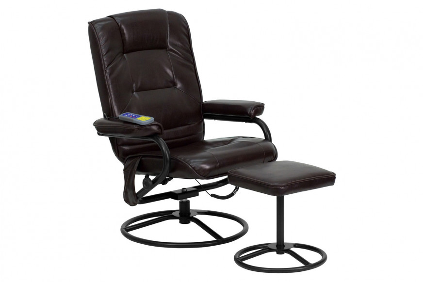 BLNK™ - Whitney LeatherSoft Massaging Multi-Position Recliner and Ottoman with Metal Bases