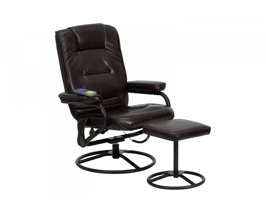 BLNK - Whitney LeatherSoft Massaging Multi-Position Recliner and Ottoman with Metal Bases