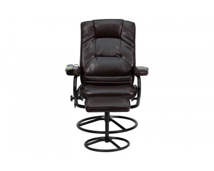 BLNK™ - Whitney LeatherSoft Massaging Multi-Position Recliner and Ottoman with Metal Bases