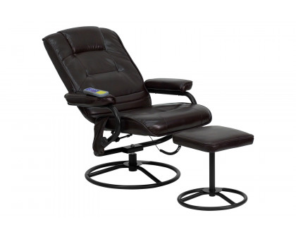 BLNK™ - Whitney LeatherSoft Massaging Multi-Position Recliner and Ottoman with Metal Bases