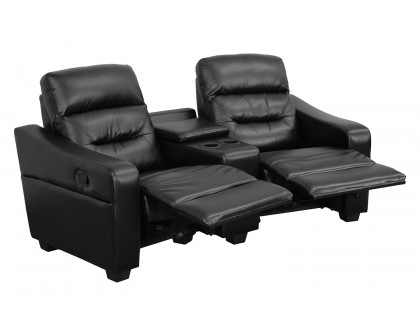 BLNK Futura Series LeatherSoft 2-Seat Reclining Theater Seating Unit with Cup Holders