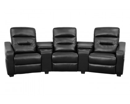 BLNK - Futura Series LeatherSoft 3-Seat Reclining Theater Seating Unit with Cup Holders