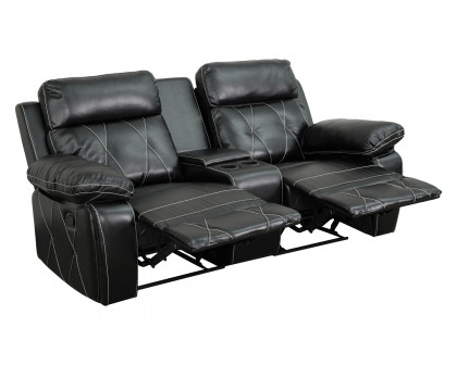 BLNK™ Reel Comfort Series LeatherSoft 2-Seat Reclining Theater Seating Unit with Straight Cup Holders - Black