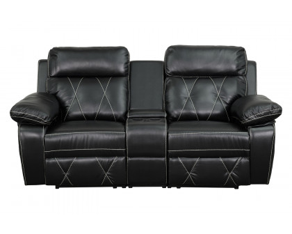 BLNK™ Reel Comfort Series LeatherSoft 2-Seat Reclining Theater Seating Unit with Straight Cup Holders - Black