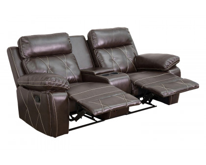 BLNK Reel Comfort Series LeatherSoft 2-Seat Reclining Theater Seating Unit with Straight Cup Holders