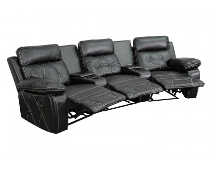 BLNK Reel Comfort Series LeatherSoft 3-Seat Reclining Theater Seating Unit with Curved Cup Holders