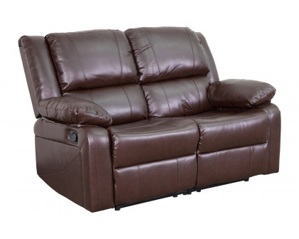 BLNK Harmony Series LeatherSoft Loveseat with Two Built-In Recliners - Brown