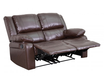 BLNK Harmony Series LeatherSoft Loveseat with Two Built-In Recliners - Brown