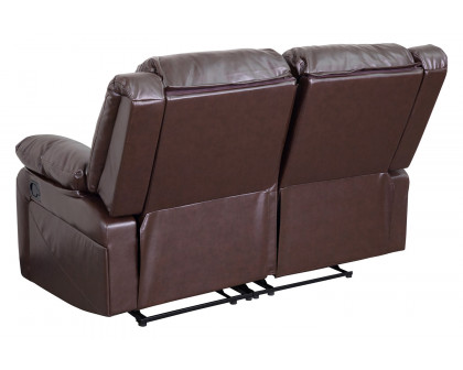 BLNK Harmony Series LeatherSoft Loveseat with Two Built-In Recliners - Brown